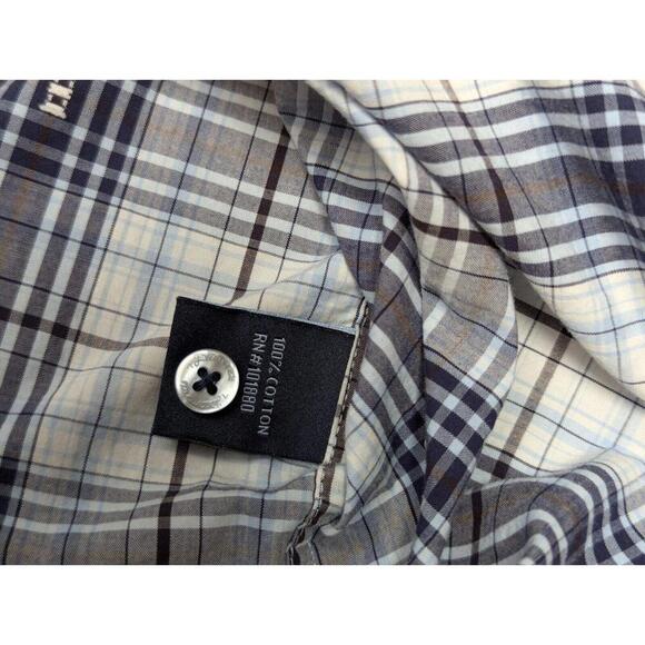 7 Diamonds Shirt Mens M Pearl Snap Short Sleeve Gray Plaid Pockets Western Retro - Picture 6 of 9